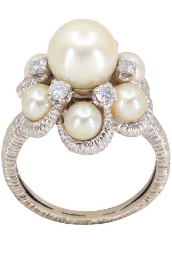 BAGUE PERLES ET DIAMANTS, photo 2 sur 3