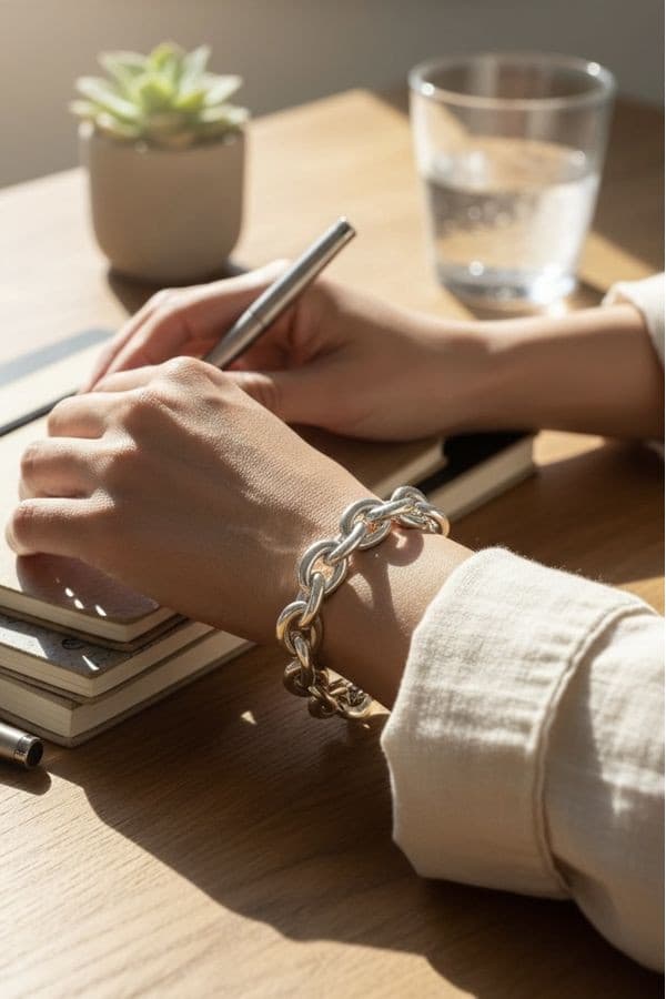 Bracelet Maille Ovale Argent - photo 2