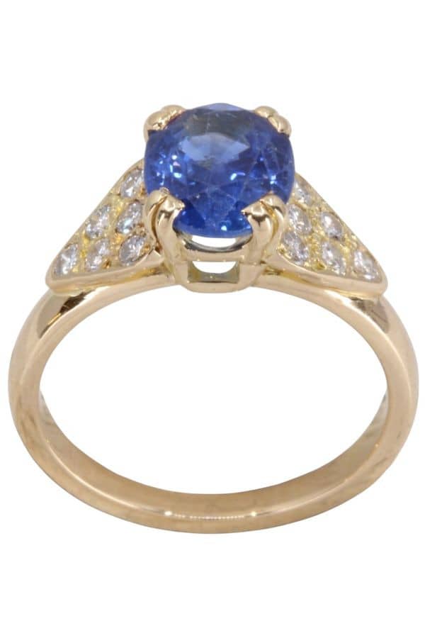 BAGUE MODERNE SAPHIR ET DIAMANTS, photo 2 sur 3