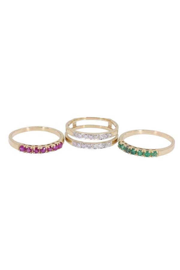 BAGUE DIAMANTS, RUBIS ET ÉMERAUDES, photo 2 sur 3