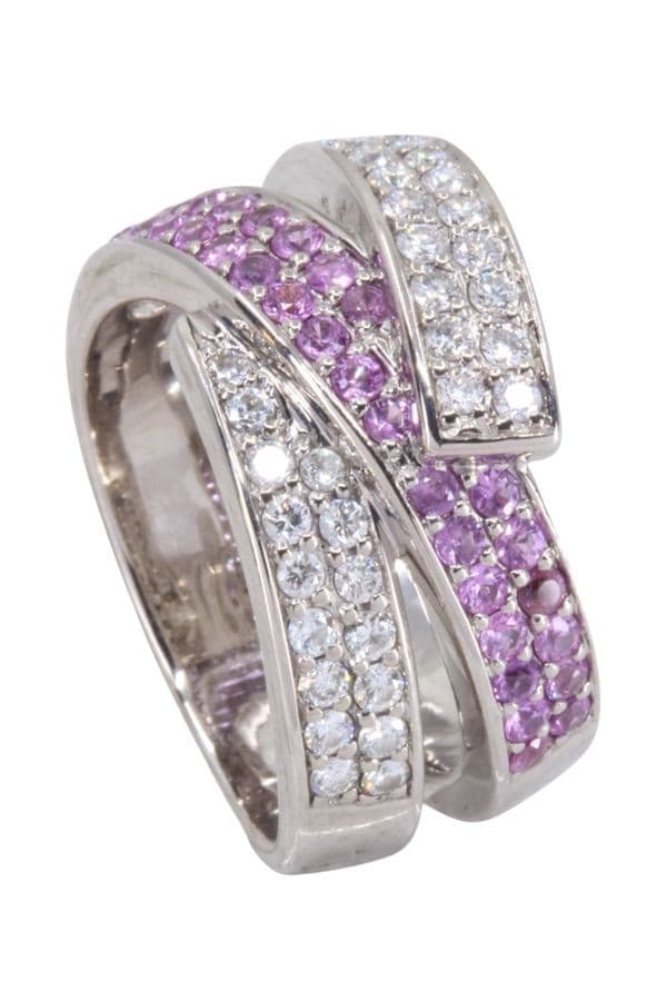 Bague Ruban Saphirs Roses et Diamants - photo 4