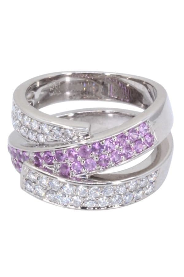 Bague Ruban Saphirs Roses et Diamants - photo 5