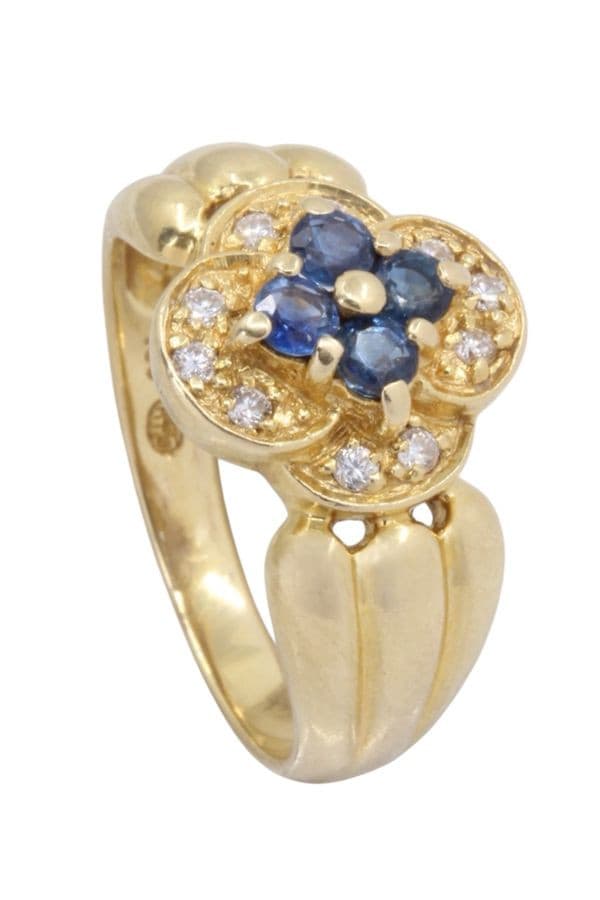 Bague Trèfle Saphirs et Diamants - photo 4
