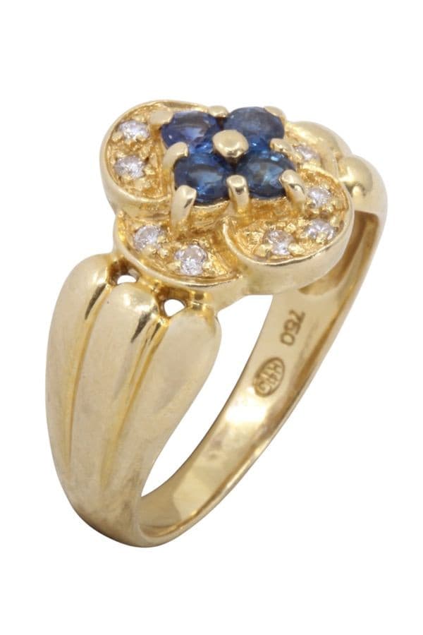 Bague Trèfle Saphirs et Diamants - photo 3