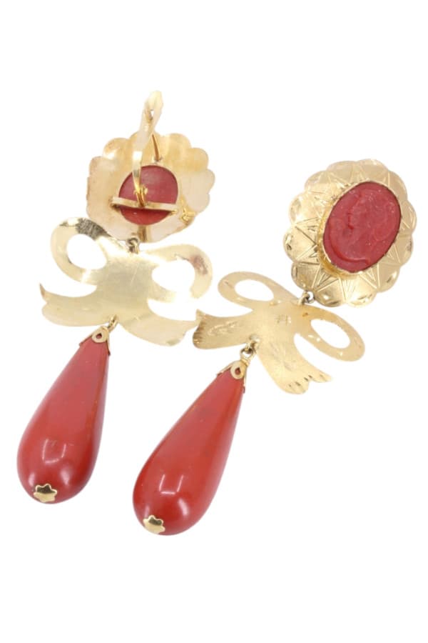 Boucles d'Oreilles Pendantes Corail - photo 3