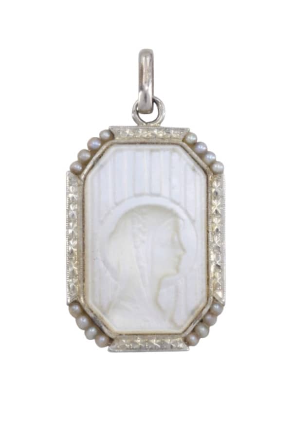 MEDAILLE VIERGE ART-DÉCO NACRE, photo 2 sur 3