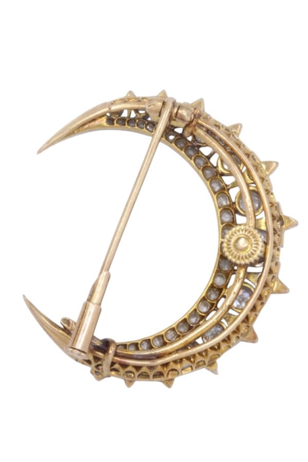 Broche Lune Diamants Art-Nouveau - photo 3