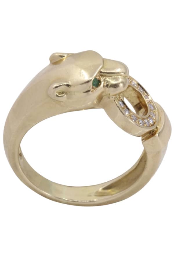 BAGUE PANTHÈRE ÉMERAUDES ET DIAMANTS, photo 2 sur 3