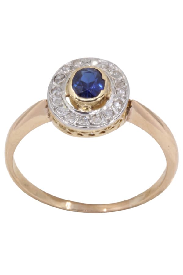 Bague Art-Nouveau Saphir et Diamants