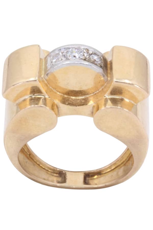 BAGUE TANK SAPHIRS BLANCS, photo 2 sur 3