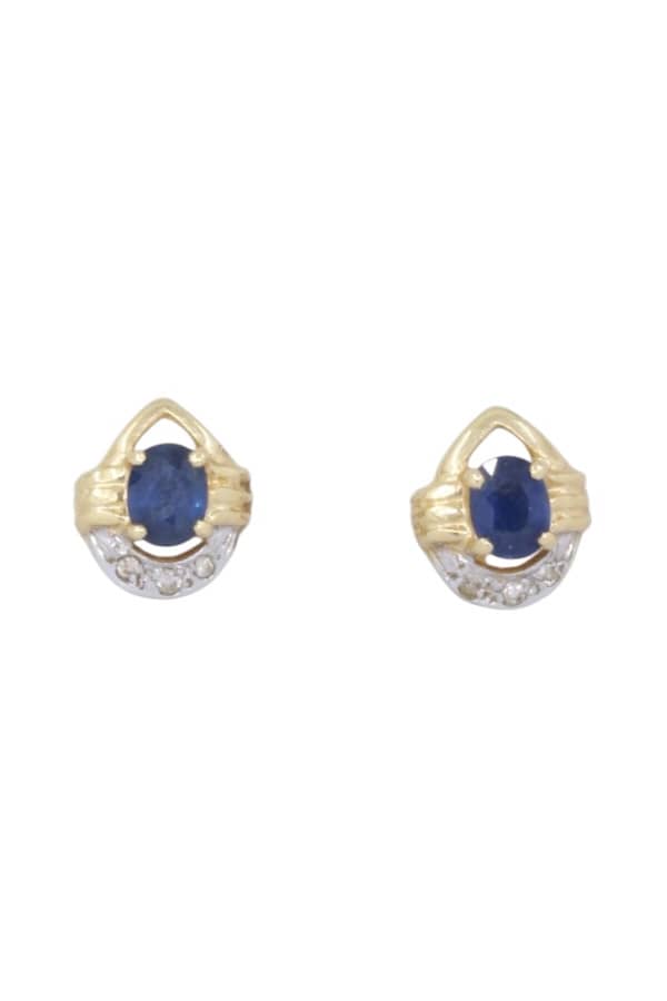 BOUCLES D'OREILLES SAPHIRS ET DIAMANTS, photo 2 sur 3