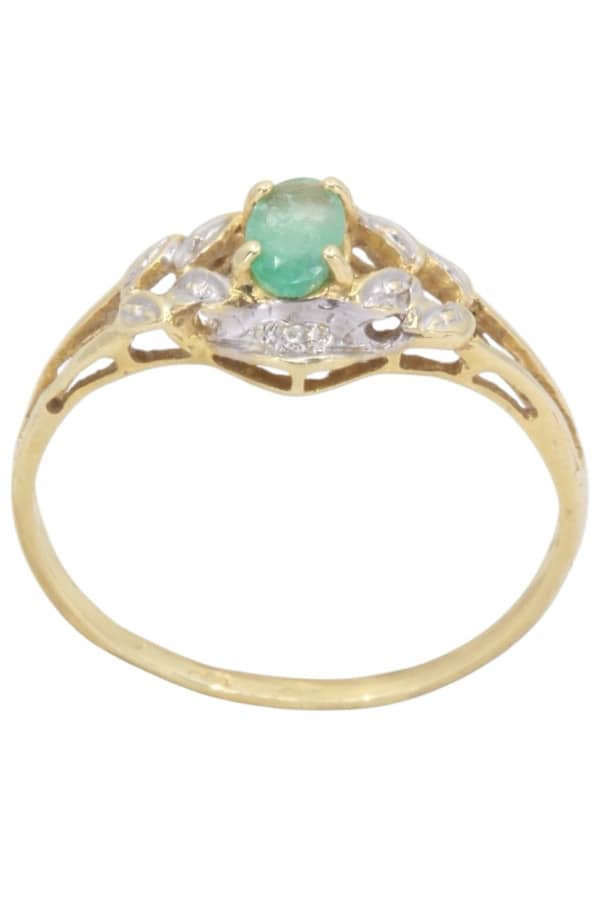 BAGUE MODERNE ÉMERAUDE ET DIAMANTS, photo 2 sur 3