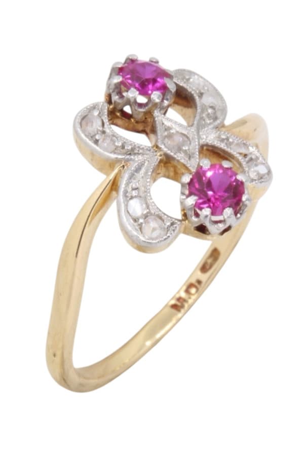 Bague Art-Nouveau Rubis et Diamants - photo 3