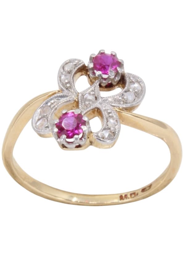Bague Art-Nouveau Rubis et Diamants