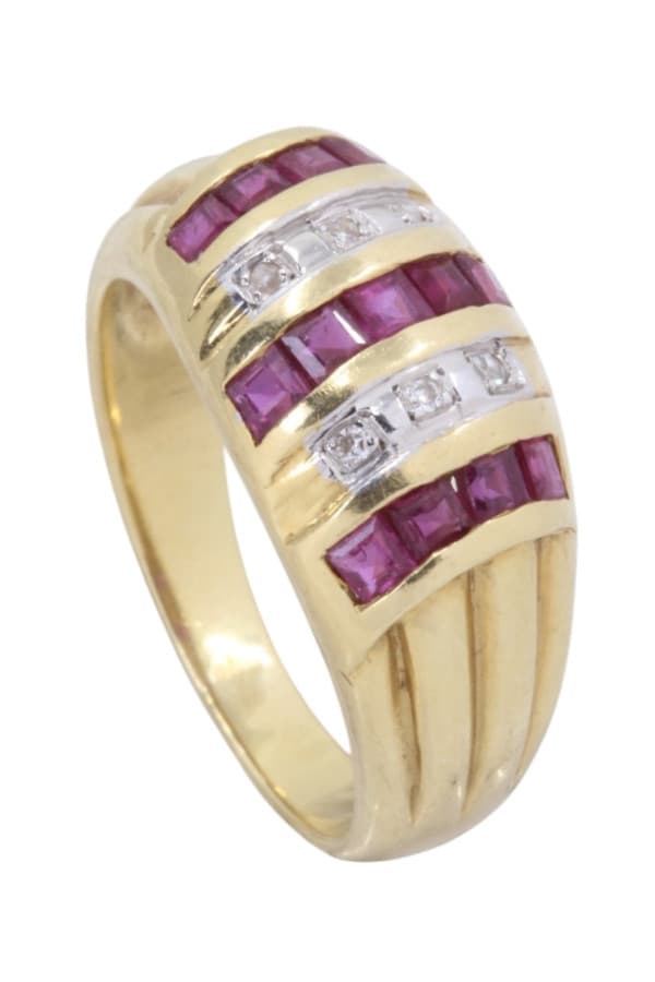 Bague Moderne Rubis Calibrés et Diamants - photo 4
