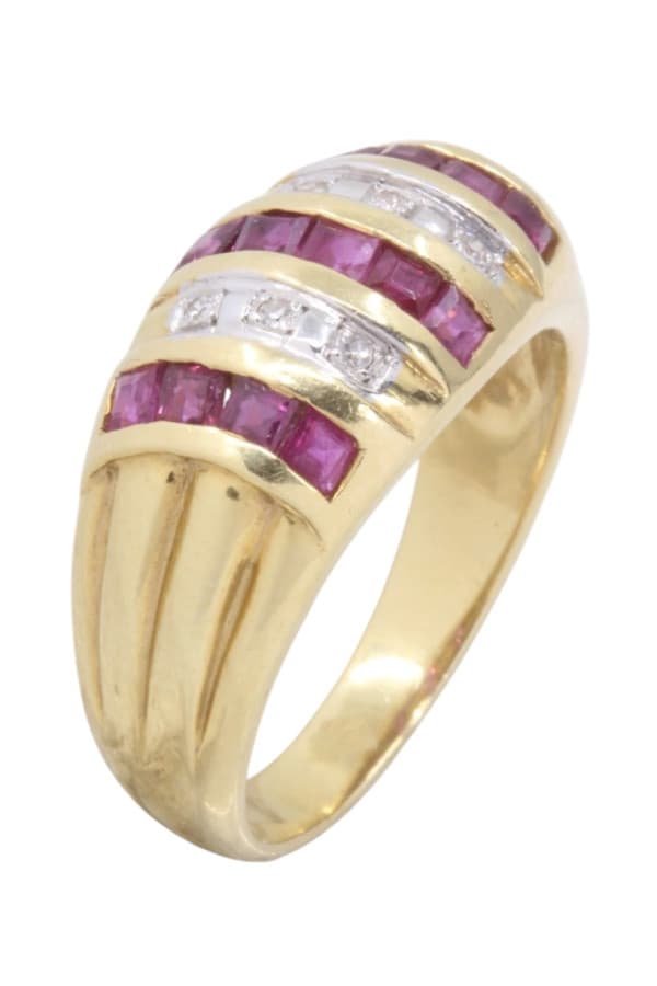Bague Moderne Rubis Calibrés et Diamants - photo 3