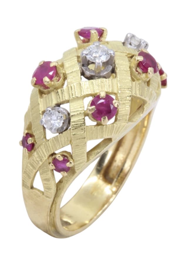 Bague Boule Rubis et Diamants - photo 3