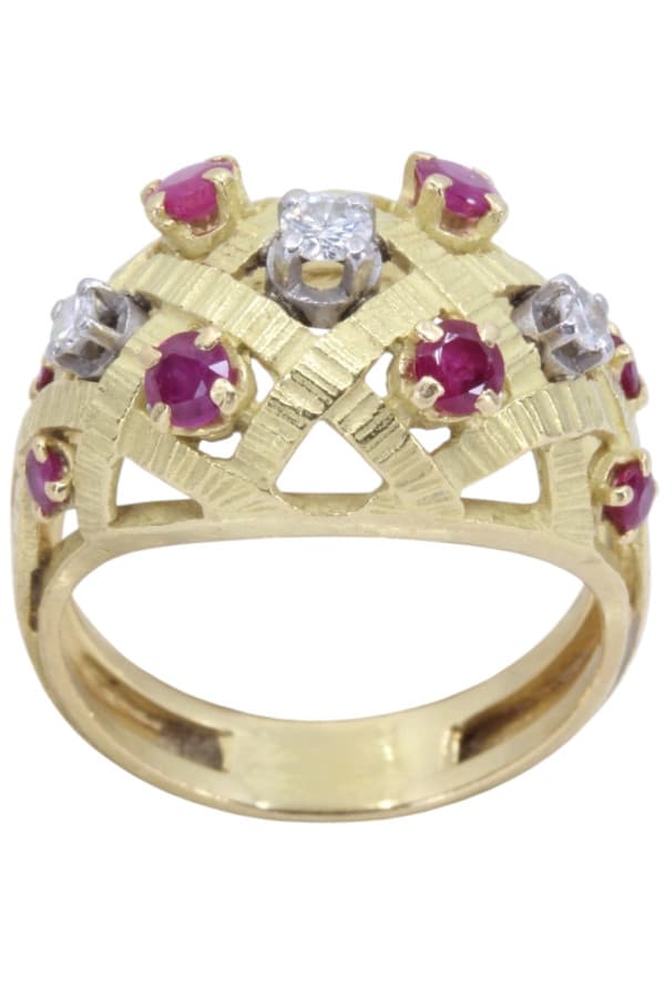 Bague Boule Rubis et Diamants