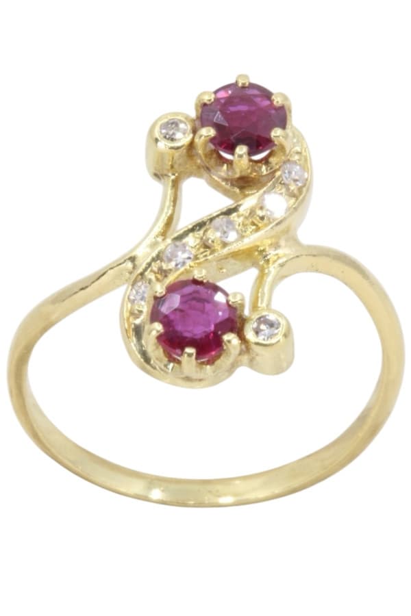 Bague Toi et Moi Rubis Diamants
