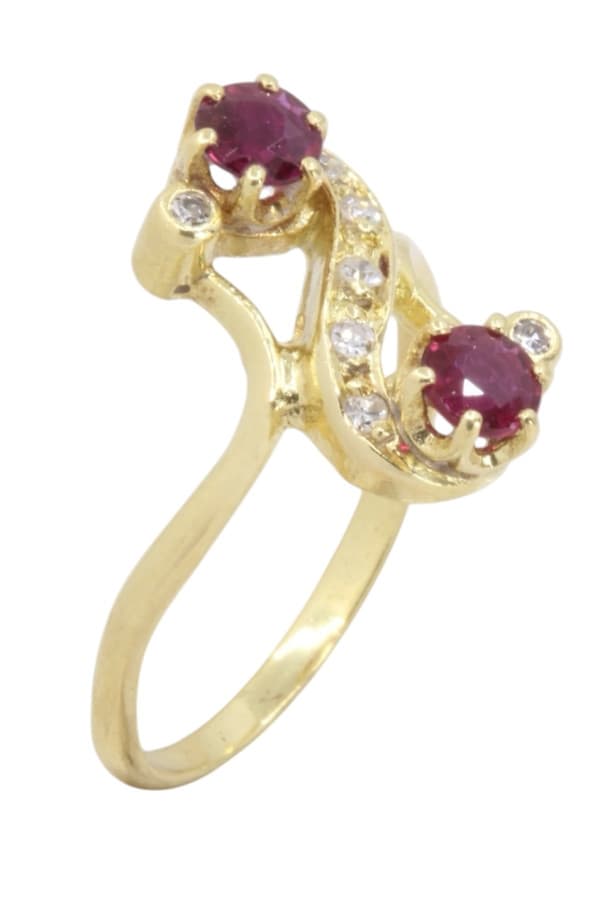 Bague Toi et Moi Rubis Diamants - photo 3
