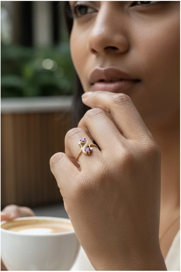 Bague Toi et Moi Rubis Diamants - photo 2