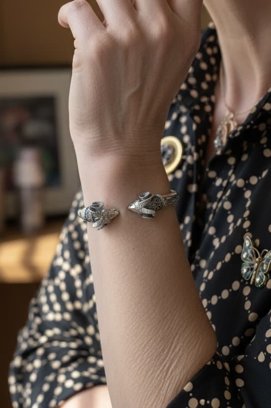Bracelet Tete de Bouc Argent - photo 2