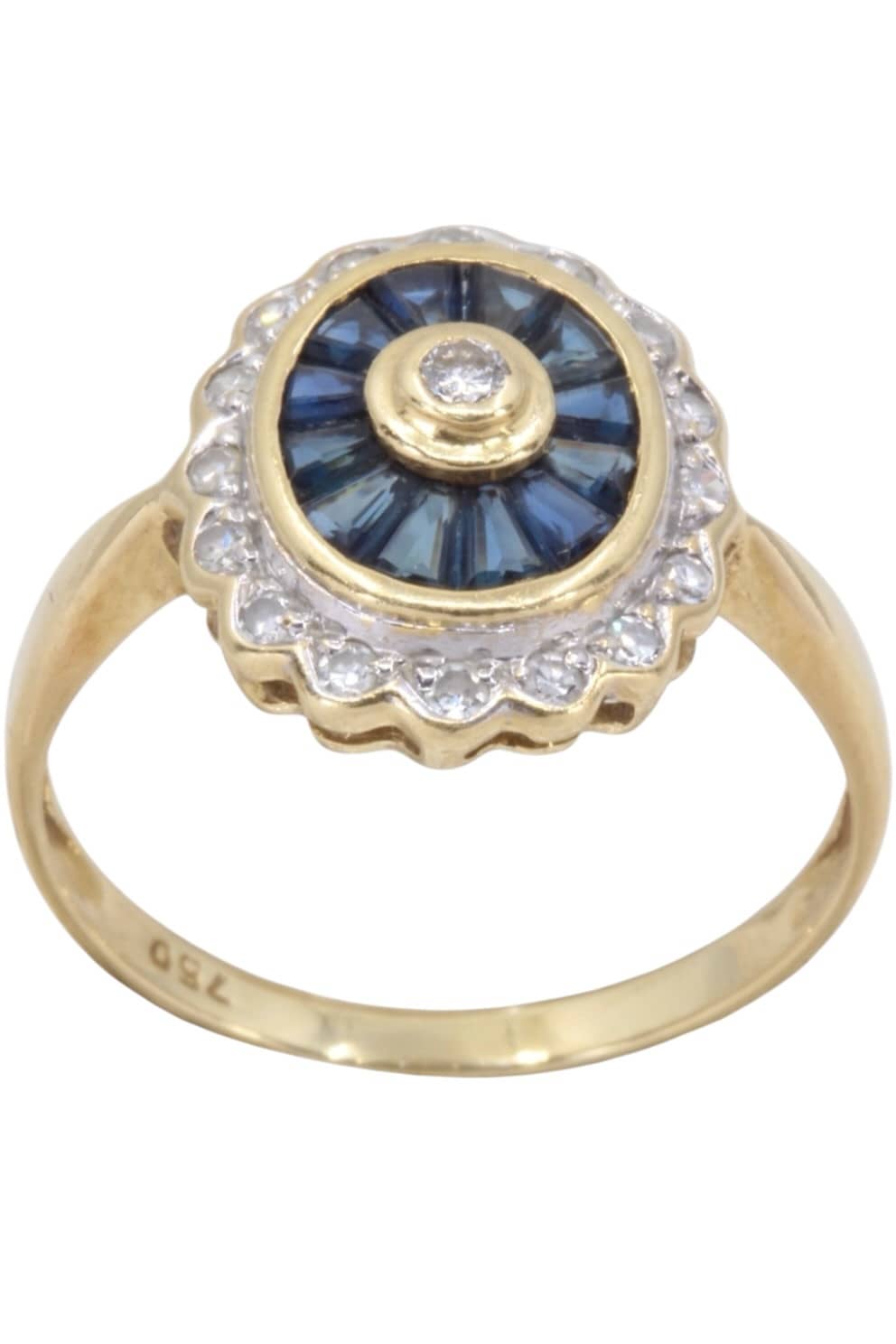 BAGUE STYLE ART-DÉCO SAPHIRS ET DIAMANTS, photo 2 sur 3