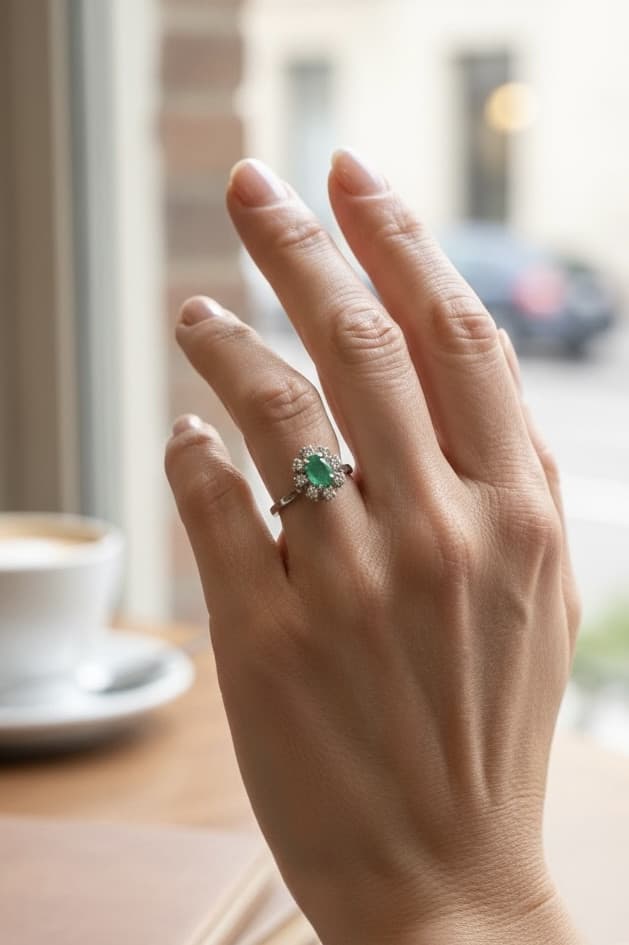 Bague Marguerite Émeraude et Diamants - photo 2