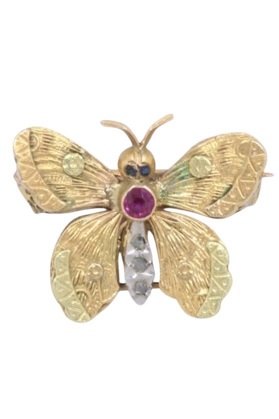 BROCHE PAPILLON RUBIS, photo 2 sur 3