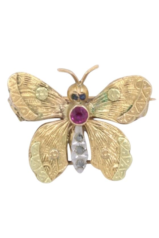Broche Papillon Rubis